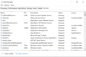 TaskManager_List of service